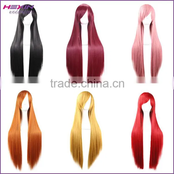 80cm Long Black Straight Beauty Cosplay Hair Wig photo-2