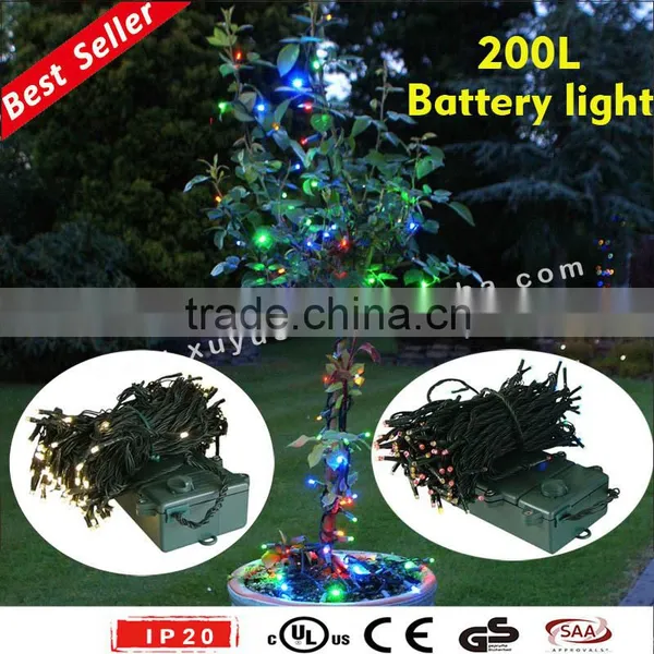 Outdoor 200L white LED battery powered lights with timer