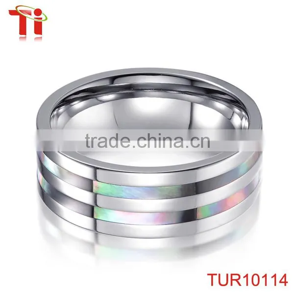 Tungsten Carbide Ring Inlay Abalone Engagement Ring, Fashionable Abalone Rings photo-2