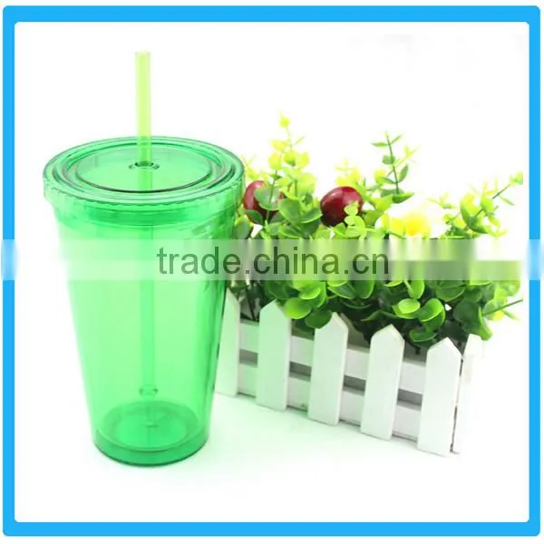 Wholesale Plastic Colorful Double Wall Straw Mug photo-4