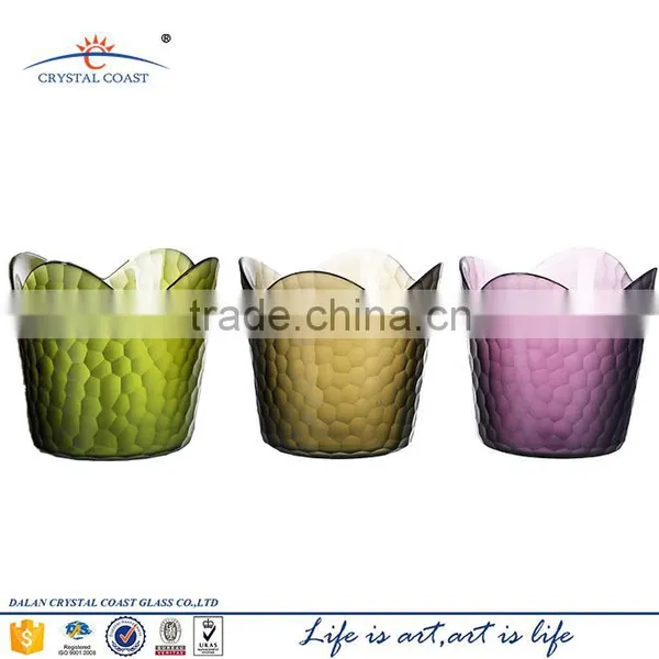 Cylinder Clolored Mosaic Glass Jar Candle; Wax Glass Jar for Candle photo-4