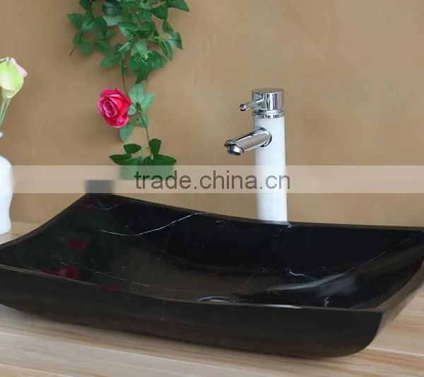 Vessel Basin Black Stone Sink for Bathroom photo-2