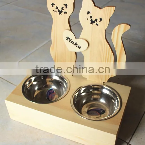 Factory Direct Small Wooden Cat Feeder/wood Cat Bowl photo-2