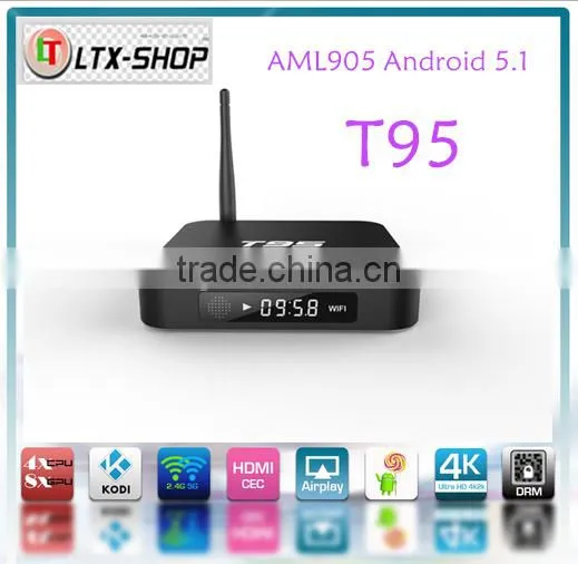 New Arrival Patented T95 Android 5.1 AML S905 Quad Core 1+8GB Powerful TV Box Best-selling In U.S.A/European/Asia