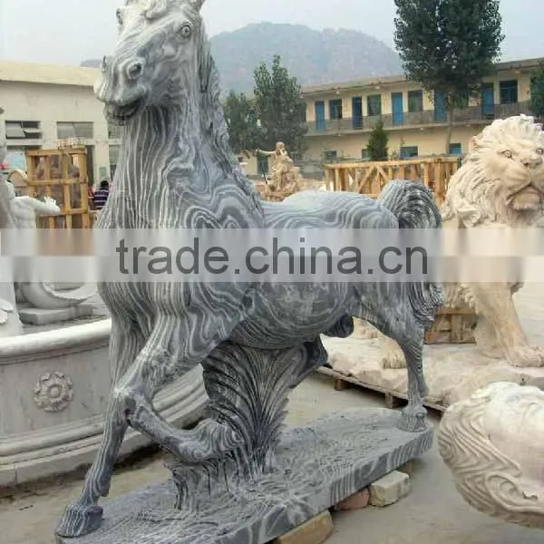 The Black Marble Carving Animal Horse Statue