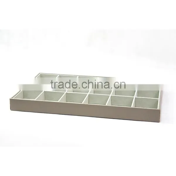 Hot Sale White Faux Leather Jewelry Accessory Organizer With 12 Compartments Cardboard photo-2