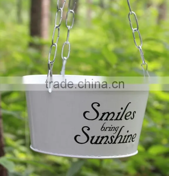 Garden Decoration Supplies Iron Pastoral Balcony Pots Planters Wall Hanging Metal Bucket Flower Holder photo-2