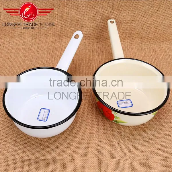 Enamelware Casserole /enamel Casserole Pot Milk Pot With Flower Decal photo-6