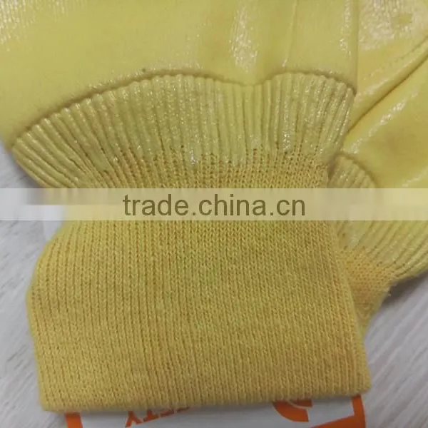 DDSAFETY 2017 Yellow Cotton Liner Knitted Wrist Cuff Nitrile Safety Working Glove photo-4