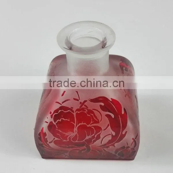 Orange and Red Yurt Glass Bottle for 50ml Reed Diffuser With Cork/glass Stopper photo-3