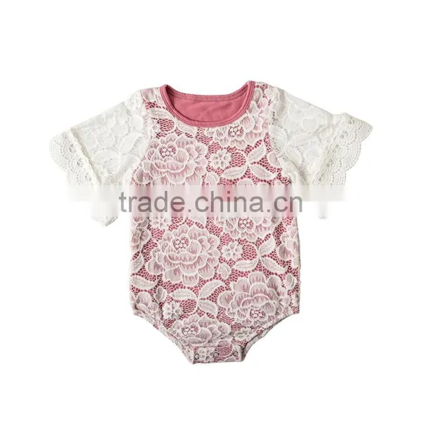 Comfortable Baby Bodysuits Infant Toddler Summer Short Sleeve Clothes 2017 Newest White Baby Lace Rompers photo-2