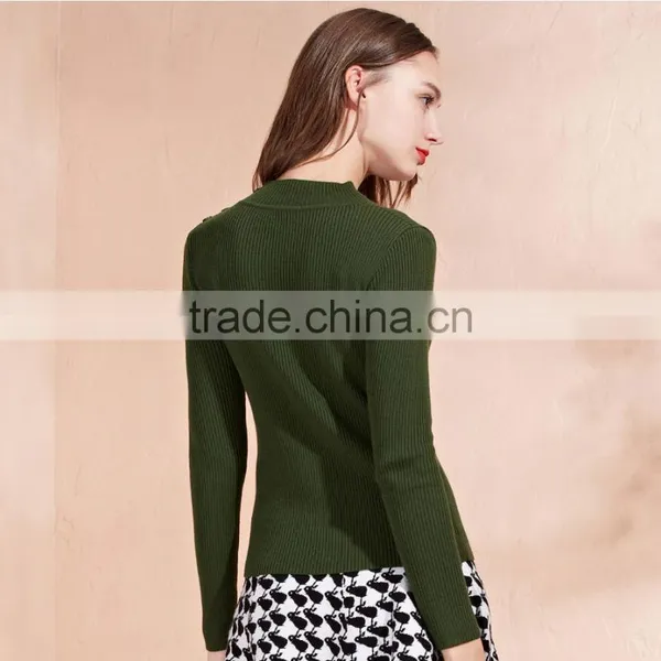 Green Color Ladies Sweater 2017 Fashion Style Women Pullover Sweater photo-3