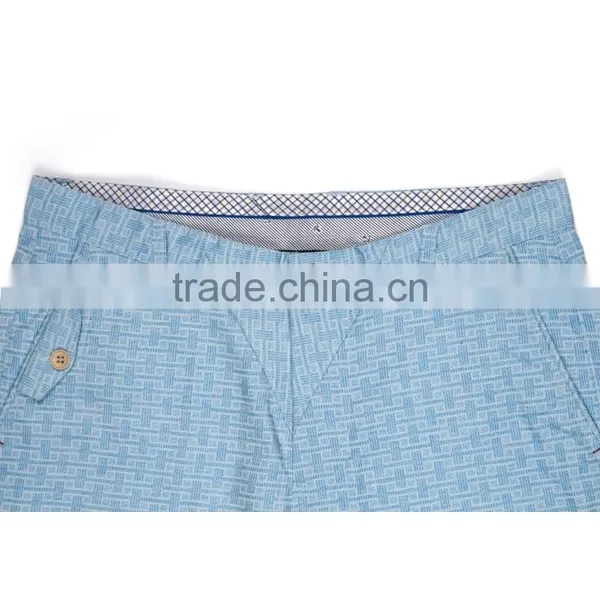 Hot Sale New Model Woven Patch Inside Turning Leg Light Blue Cool Design Men Cotton Short Pants photo-3
