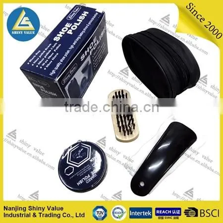 Round Shape pu Bag Portable Travel Shoe Cleaning Kit Box photo-4