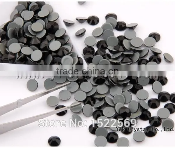 2058HFSS20 1440pcs Round Shape Jet Color Flatback Crystal Glue Base Loose Hot Fix Rhinestones Iron on Stones Clothing Accessorie photo-2