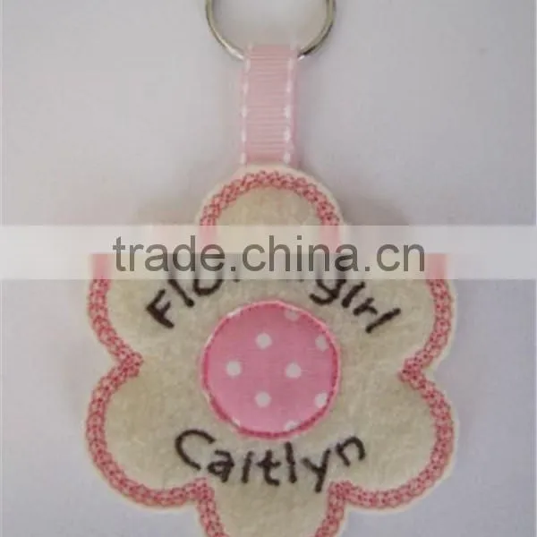 Personalised Flowergirl Key Ring Wedding Gift / Favour Felt & Fabric Flower photo-2