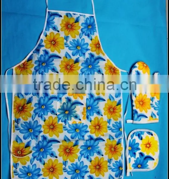 Cotton Cartoon Chef and Apron Kids Baking Kitchen New Designs Apron Set Oven Mitt&potholder&apron photo-6