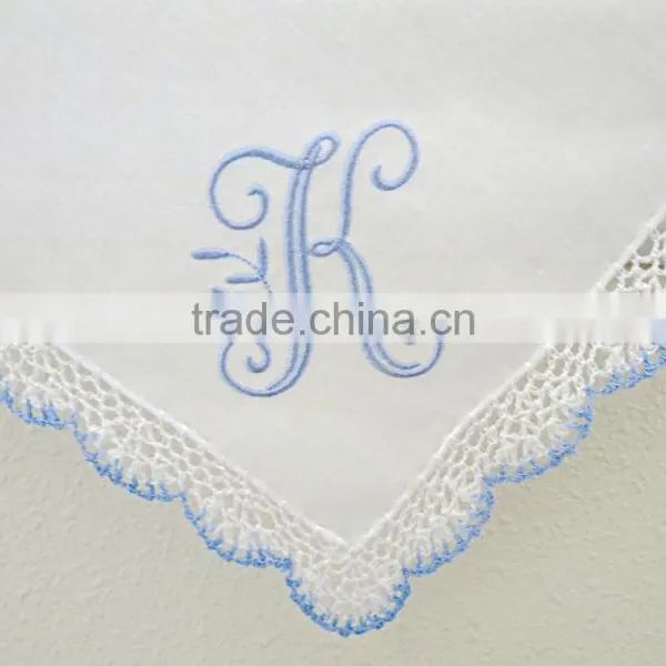 Plain White Cotton Linen Embroidered Wedding Napkin photo-3