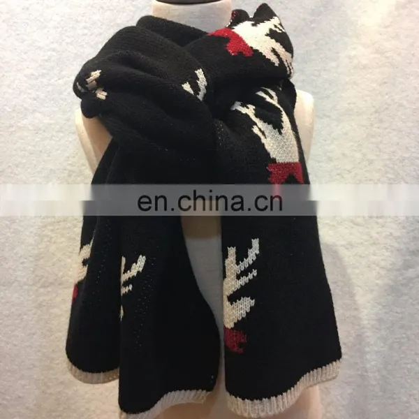 Christmas Little Antlers Korean Style Cute Knitting Jacquard Thick Warm Scarf photo-5