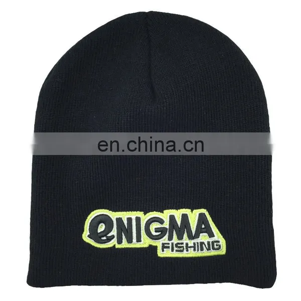 Black teenagers embroidery knitted beanie hats / simple beanie hats