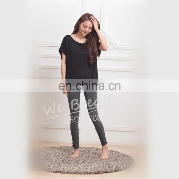 Black Bamboo Summer Breathable T-shirt Blouse Home Wear Girls photo-2