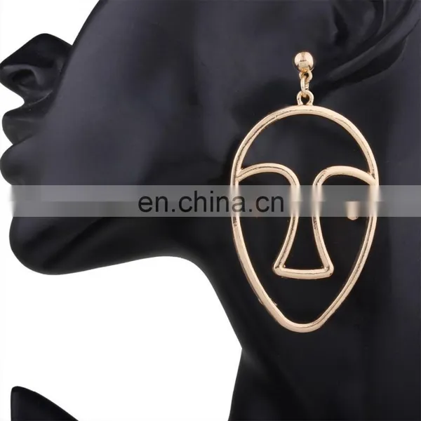 New Exaggerated Facial Hollow Big Human Face Dangle Gold Earrings IN STOCK! photo-4