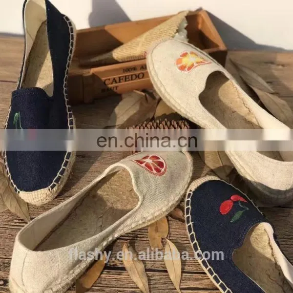 Wholesale Embroidering Espadrilles Flat Nature Canvas Shoes Classic photo-5