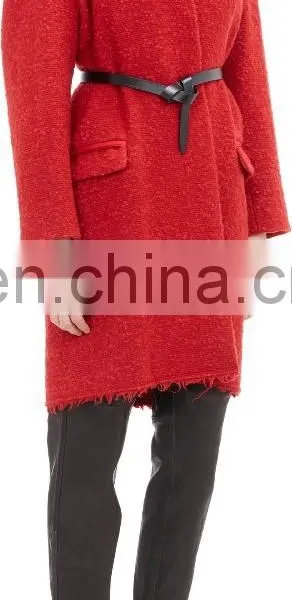 Women Fashion Long Sleeve Woolen Coat With Belt (NT208) photo-2