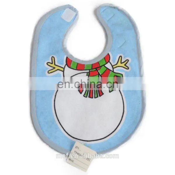 New Products Cotton Saliva Towel Folding Cartoon Waterproof Fabric for Bib Cute Snowman Baby Drool Bibs Manufacturer MCH-2421
