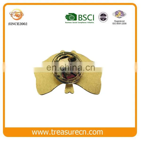 Custom Golden Hard Enamel Twin Flag Metal Badge With Butterfly Clutch photo-2