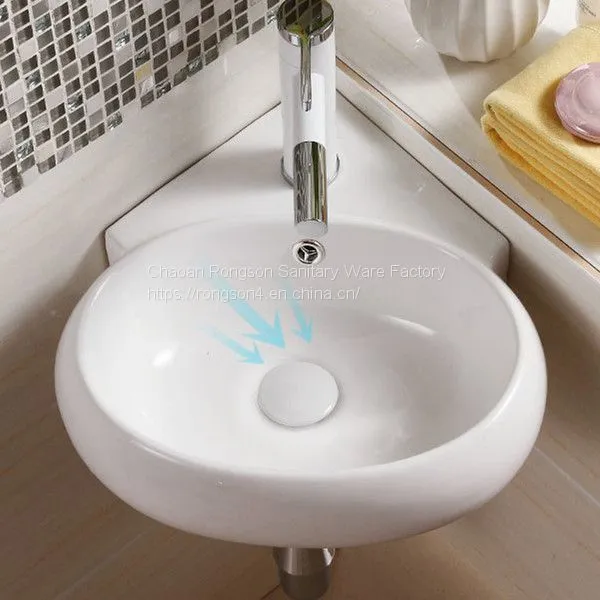 Bathroom Ceamic Wall Hung Semi Wall Hung Luxury Small Size Wall Mounted Sink photo-5