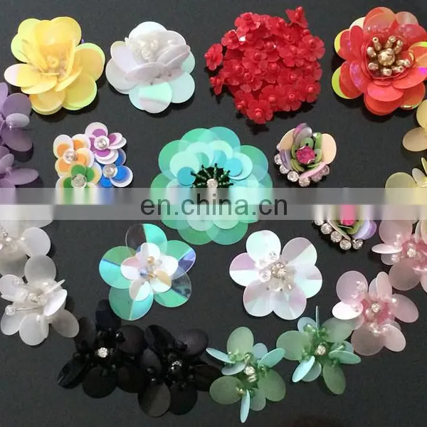2016 Flower Shaped Sequins Fabric Applique Gold Sequins Appliques Patch Sell Cheap photo-2