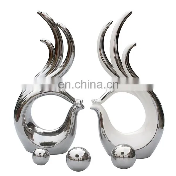 Wholesale Silver Living Room Decoration Finger Shape Ceramic Decor Handmade Statue Ornaments photo-4