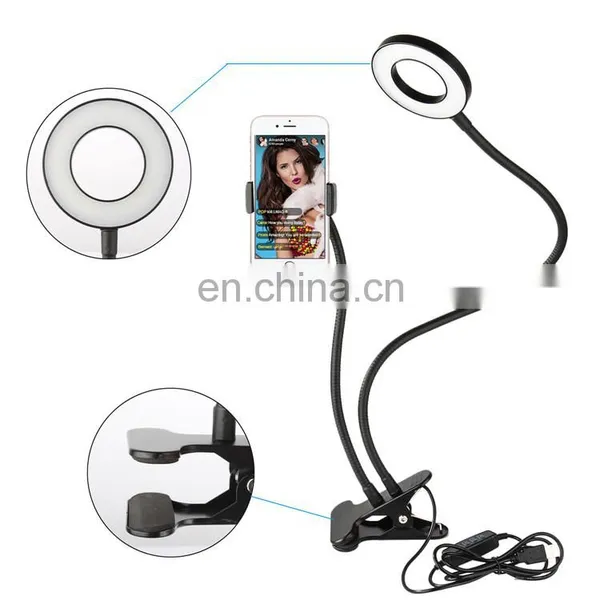 Hot Selling Selfie LED Ring Light With Rotatable Cell Phone Holder Stand Sturdy Clip Light Fill Light For Live Stream Makeup photo-3