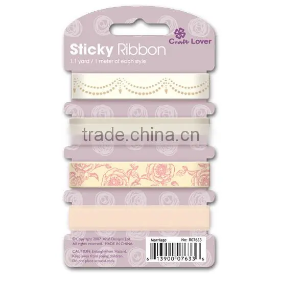 Polyester Organza Self Adhesive For Scrapbook DIY Craft Gift Printed Wedding Sticky Ribbon Set photo-4