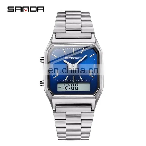 SANDA 747 Simple High Quality Digital Quartz Watch For Man Stainless Steel Time To Showed Luminous Fashion Watches Men photo-3