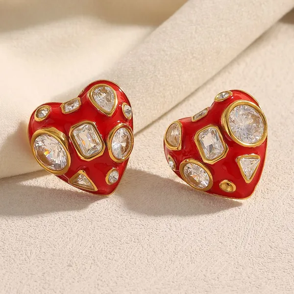 Stainless Steel Earrings for Jewelry Wholesale Ear Studs 8mm Cubic Zirconia Waterproof Polished Finish