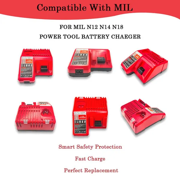 12V-18V Multi-Port Charging Hub N12 N14 N18, Premium Battery Replacement Fast Charger for Milwuakee Impact Driver, Drill