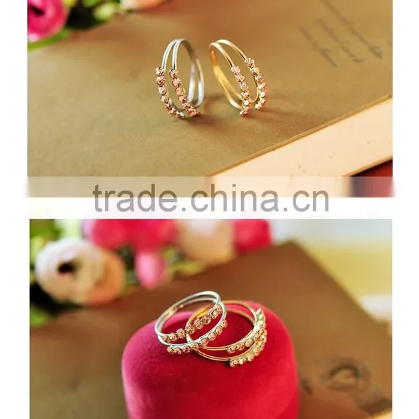 Top Selling Rhinestone Double Band Wedding Finger Ring photo-2