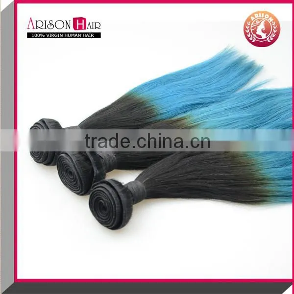 High Quality New Style Double Drawn Blue Two Tone Hair Extension Ombre Hair Extension photo-2