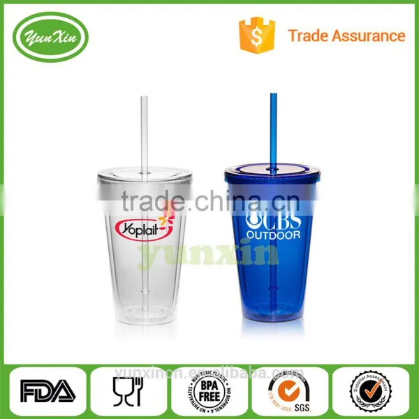 BPA Free Pack of 12 of Assorted Colors 16oz Insulated Plastic Tumbler With Lid&straw photo-2