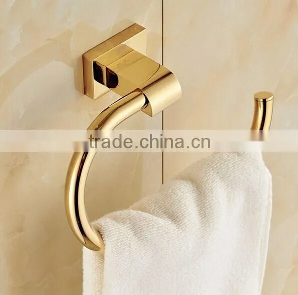 Hotel Style Novelty Wall Mount Bath Towel Rack Clothes Hanger Gold Finish photo-2
