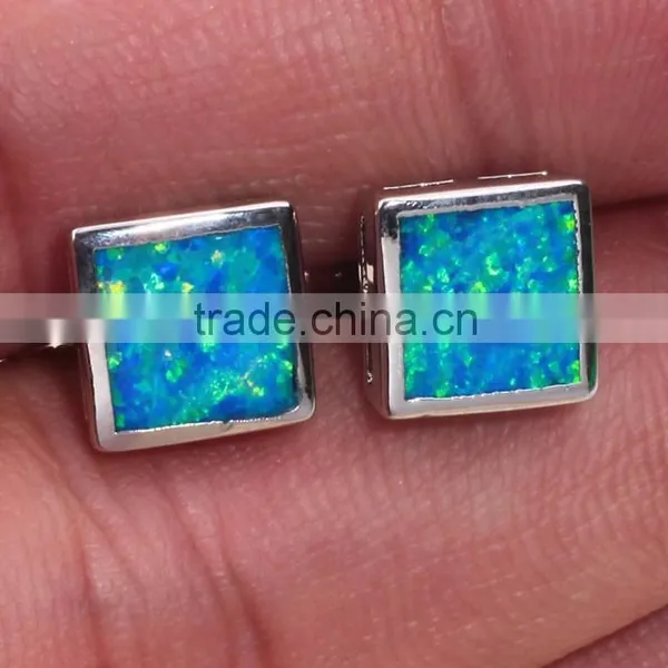 Wholesale 925 Sterling Silver Square Orange Opal Post Stud Earring photo-6