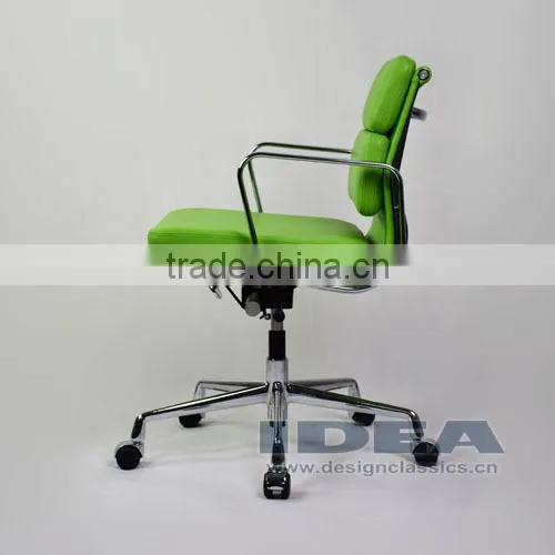 Replica Charles and Ray EA217 Low Back Soft Pad Desk Chair - Salad Green Color Genuine Leather photo-3