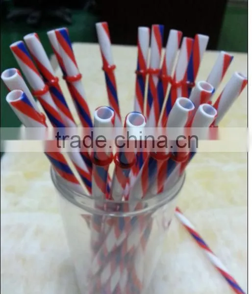 Plastic Drinking Straw With Stripe and Little Ring photo-2