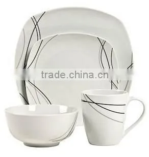 Pretty Ceramic Square Dinner Set,elegant Dinnerware Sets With Decal photo-4