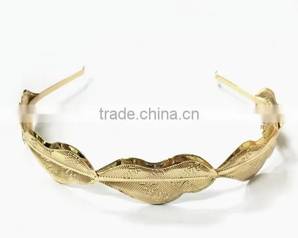 Graceful Metal Leaf With Plum Blossom Headband Alice Band photo-2