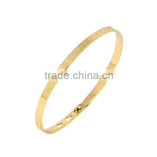 Memories Bangles With Customize Design Word 'ALWAYS IN MY HEART' With 4mm/7mm Width photo-3