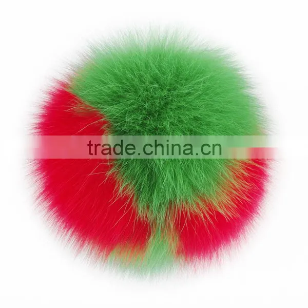 High Quality Fashion Colorful Fox Fur Pompoms for Knitted Winter Hat/bag/garment KZ151003 photo-3