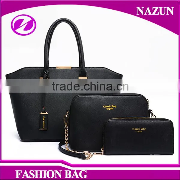 no Brand Stylish 2016 China 3 Piece in 1 Set Shoulder Bag Plain PU Women Bag Purse